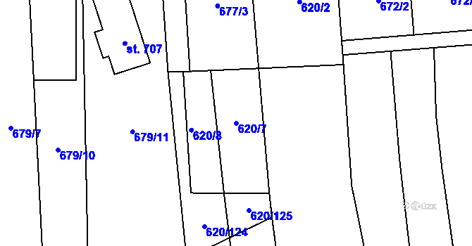 Parcela st. 620/7 v KÚ Křepice u Hustopečí, Katastrální mapa