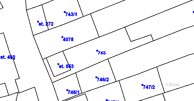 Parcela st. 745 v KÚ Křepice u Hustopečí, Katastrální mapa