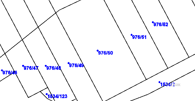 Parcela st. 976/50 v KÚ Křepice u Hustopečí, Katastrální mapa