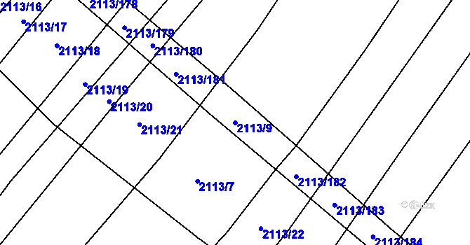 Parcela st. 2113/9 v KÚ Křepice u Hustopečí, Katastrální mapa