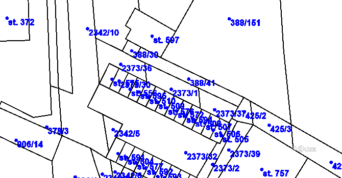 Parcela st. 2373/1 v KÚ Křepice u Hustopečí, Katastrální mapa