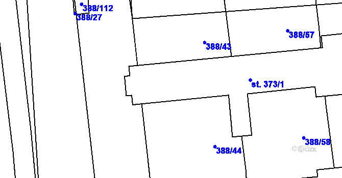 Parcela st. 373/1 v KÚ Křepice u Hustopečí, Katastrální mapa