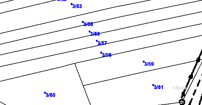 Parcela st. 3/58 v KÚ Křepice u Hustopečí, Katastrální mapa