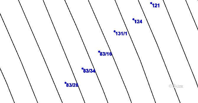 Parcela st. 83/16 v KÚ Křepice u Hustopečí, Katastrální mapa