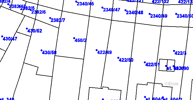 Parcela st. 422/49 v KÚ Křepice u Hustopečí, Katastrální mapa