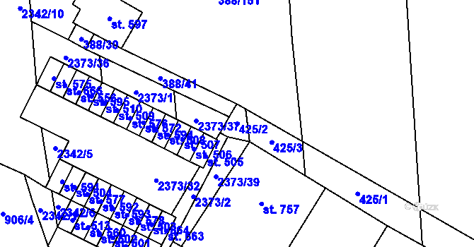 Parcela st. 425/2 v KÚ Křepice u Hustopečí, Katastrální mapa