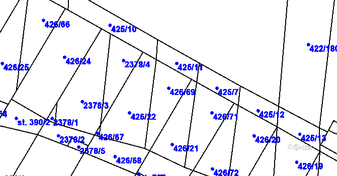 Parcela st. 426/69 v KÚ Křepice u Hustopečí, Katastrální mapa