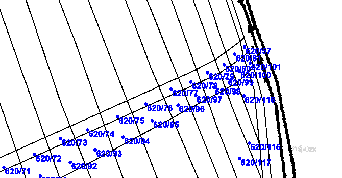 Parcela st. 620/77 v KÚ Křepice u Hustopečí, Katastrální mapa