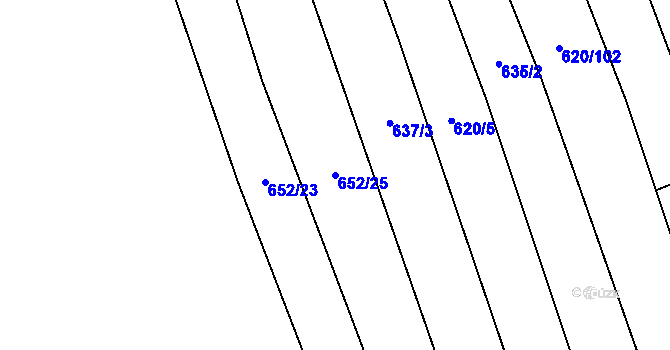 Parcela st. 652/25 v KÚ Křepice u Hustopečí, Katastrální mapa