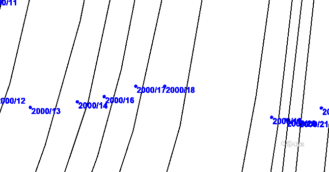 Parcela st. 2000/18 v KÚ Křepice u Hustopečí, Katastrální mapa