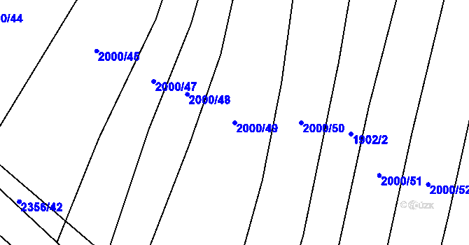 Parcela st. 2000/49 v KÚ Křepice u Hustopečí, Katastrální mapa