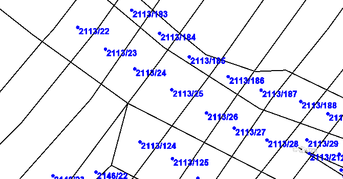 Parcela st. 2113/25 v KÚ Křepice u Hustopečí, Katastrální mapa