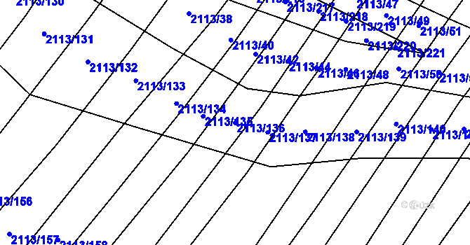 Parcela st. 2113/136 v KÚ Křepice u Hustopečí, Katastrální mapa