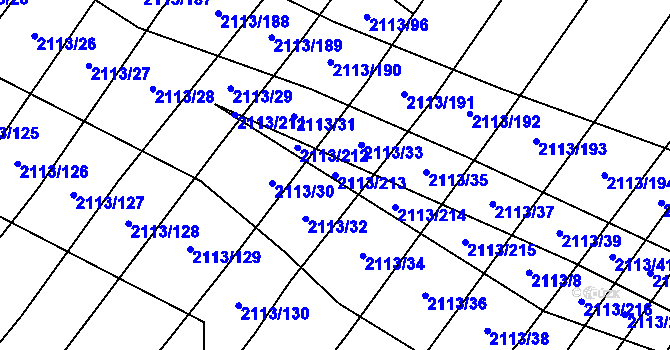 Parcela st. 2113/213 v KÚ Křepice u Hustopečí, Katastrální mapa