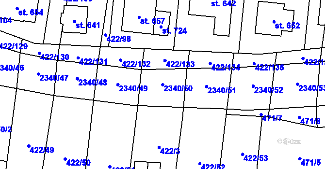Parcela st. 2340/50 v KÚ Křepice u Hustopečí, Katastrální mapa