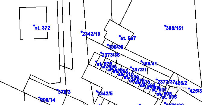 Parcela st. 2373/36 v KÚ Křepice u Hustopečí, Katastrální mapa
