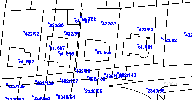 Parcela st. 655 v KÚ Křepice u Hustopečí, Katastrální mapa