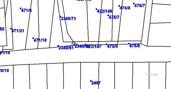 Parcela st. 422/147 v KÚ Křepice u Hustopečí, Katastrální mapa