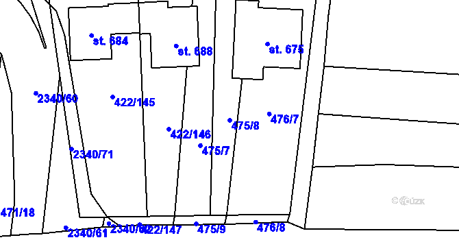 Parcela st. 475/8 v KÚ Křepice u Hustopečí, Katastrální mapa