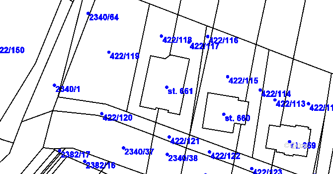 Parcela st. 661 v KÚ Křepice u Hustopečí, Katastrální mapa