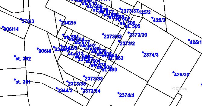 Parcela st. 664 v KÚ Křepice u Hustopečí, Katastrální mapa