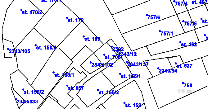 Parcela st. 706 v KÚ Křepice u Hustopečí, Katastrální mapa