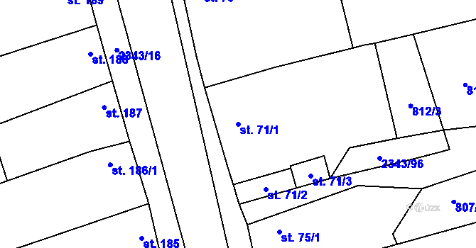 Parcela st. 71/1 v KÚ Křepice u Hustopečí, Katastrální mapa