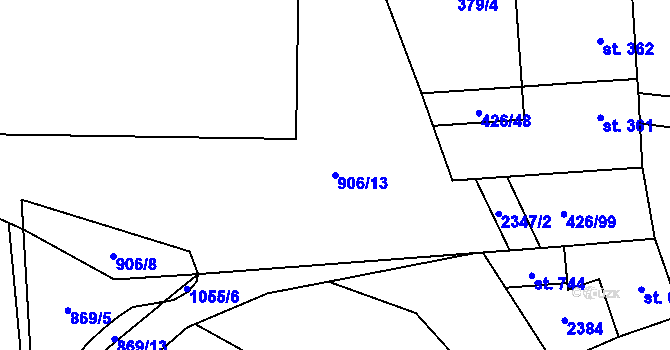 Parcela st. 906/13 v KÚ Křepice u Hustopečí, Katastrální mapa
