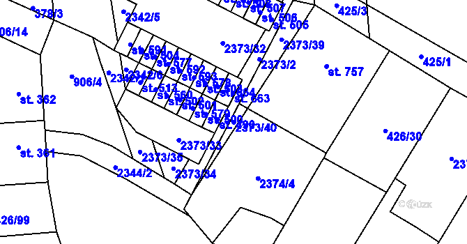 Parcela st. 2373/40 v KÚ Křepice u Hustopečí, Katastrální mapa
