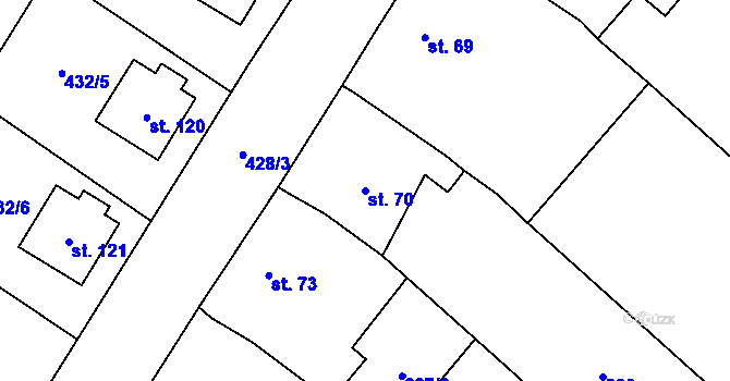Parcela st. 70 v KÚ Křepice, Katastrální mapa