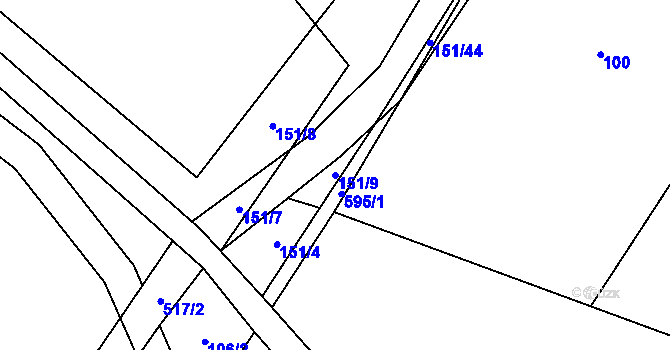 Parcela st. 151/9 v KÚ Křepice, Katastrální mapa
