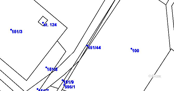 Parcela st. 151/44 v KÚ Křepice, Katastrální mapa