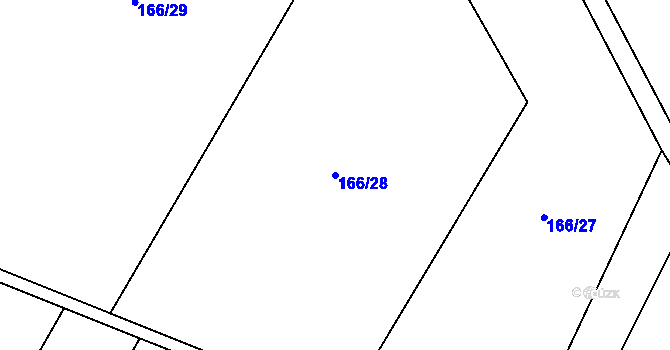 Parcela st. 166/28 v KÚ Křepice, Katastrální mapa