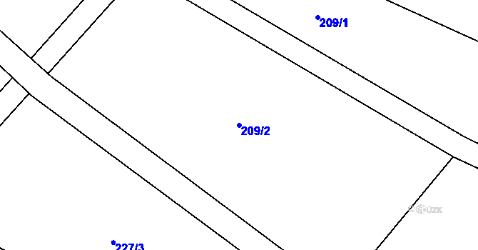 Parcela st. 209/2 v KÚ Křepice, Katastrální mapa