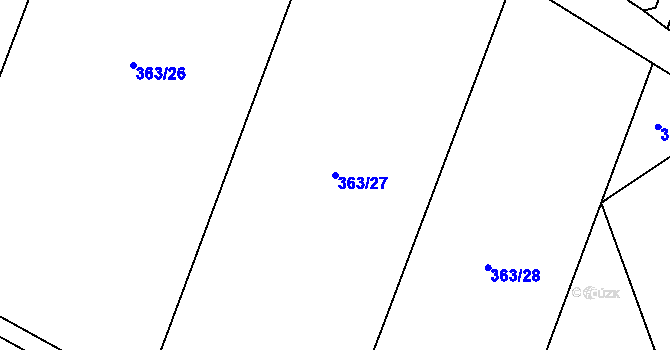 Parcela st. 363/27 v KÚ Křepice, Katastrální mapa