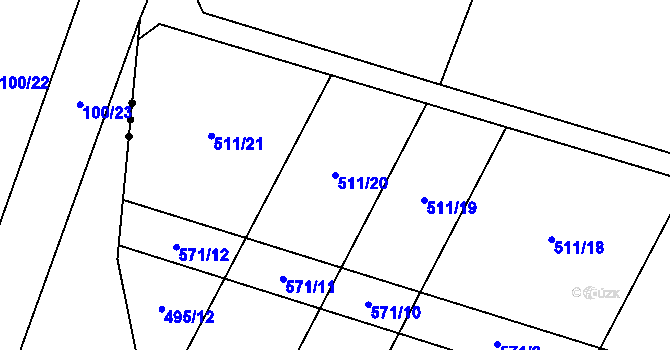 Parcela st. 511/20 v KÚ Křepice, Katastrální mapa