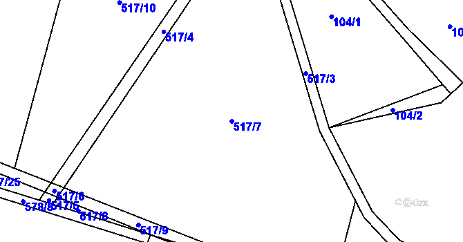 Parcela st. 517/7 v KÚ Křepice, Katastrální mapa