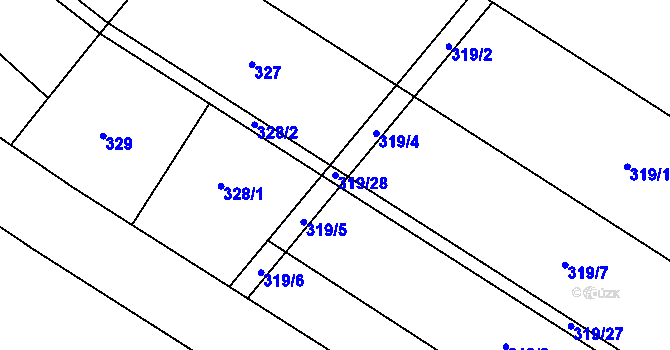 Parcela st. 319/28 v KÚ Křepice, Katastrální mapa