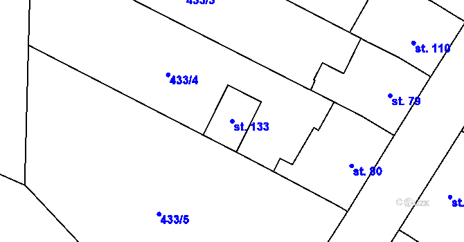 Parcela st. 133 v KÚ Křepice, Katastrální mapa