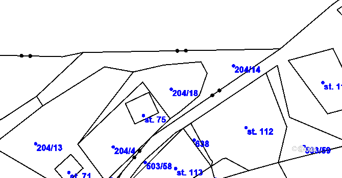 Parcela st. 204/18 v KÚ Beranovka, Katastrální mapa