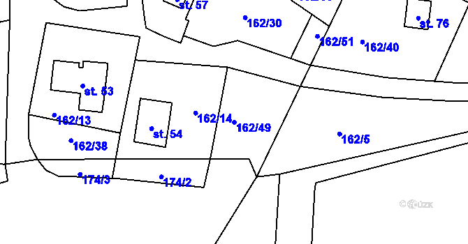 Parcela st. 162/49 v KÚ Beranovka, Katastrální mapa