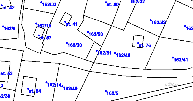 Parcela st. 162/51 v KÚ Beranovka, Katastrální mapa