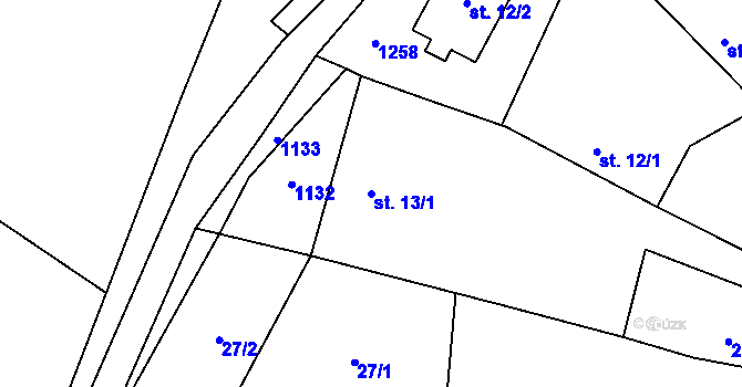 Parcela st. 13/1 v KÚ Beranovka, Katastrální mapa