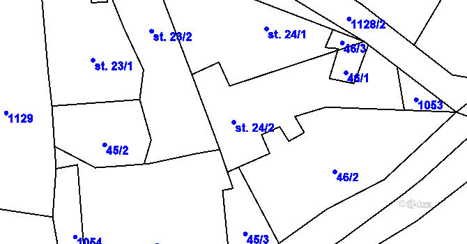 Parcela st. 24/2 v KÚ Beranovka, Katastrální mapa