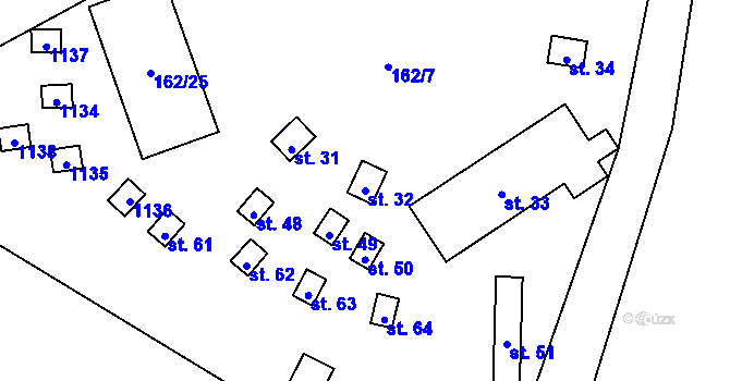 Parcela st. 32 v KÚ Beranovka, Katastrální mapa