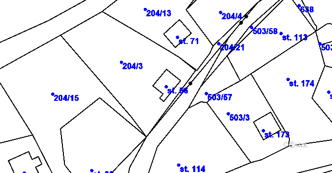 Parcela st. 56 v KÚ Beranovka, Katastrální mapa