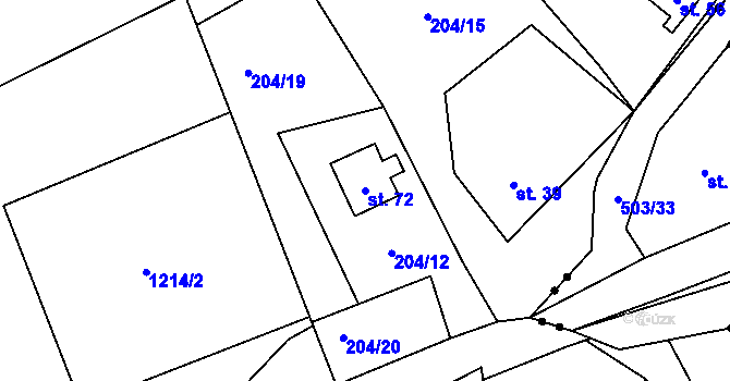 Parcela st. 72 v KÚ Beranovka, Katastrální mapa