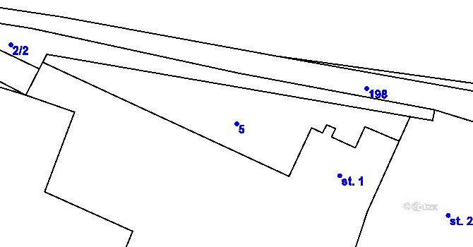 Parcela st. 5 v KÚ Bykáň, Katastrální mapa