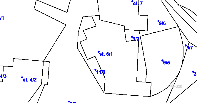 Parcela st. 6/1 v KÚ Chrást u Křesetic, Katastrální mapa