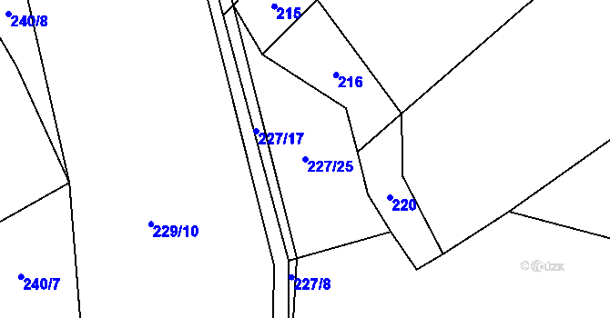 Parcela st. 227/25 v KÚ Chrást u Křesetic, Katastrální mapa